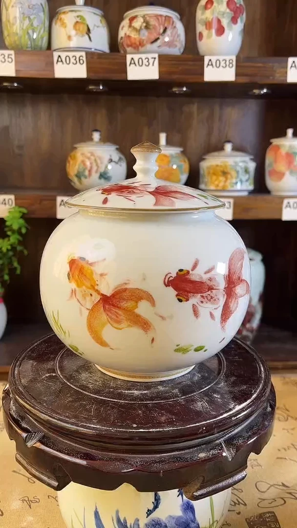 【闪购商品】纯手工手绘金玉满堂储物罐