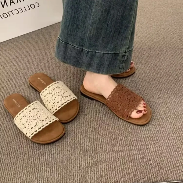 绝美平底凉拖鞋女夏外穿2025新款配裙子仙女风波西米亚沙滩一字拖