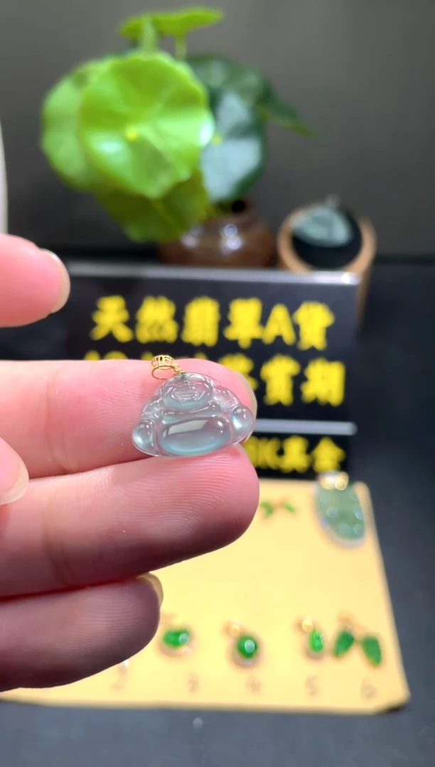 颈饰18K金镶嵌翡翠翡翠A货
