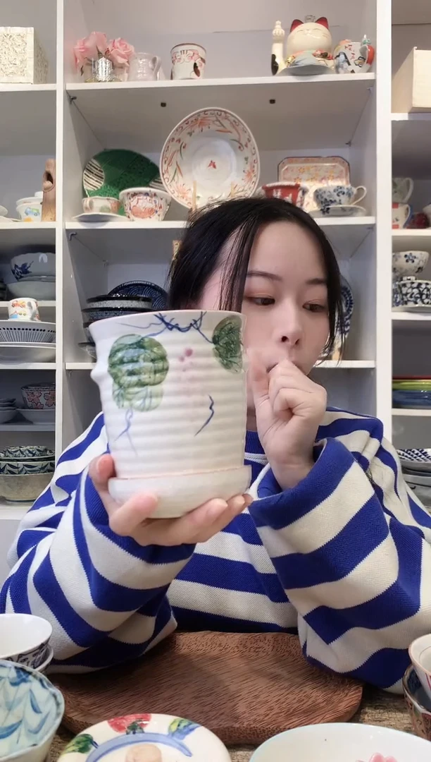 陶瓷【微瑕】手绘葡萄筷筒