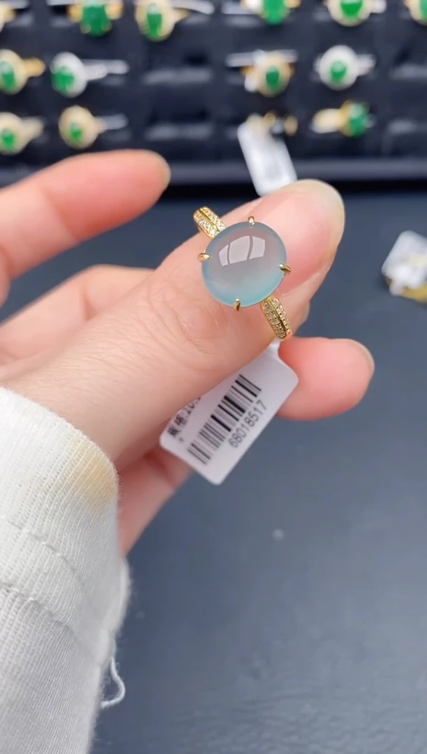 银S925镶嵌戒指翡翠天然a货翡翠113