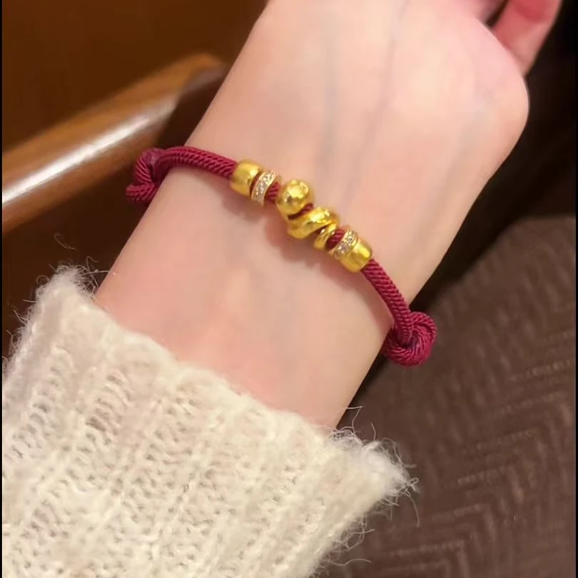 铜合金涤纶手链 H15蛇年红绳卷卷蛇抽拉手链编织
