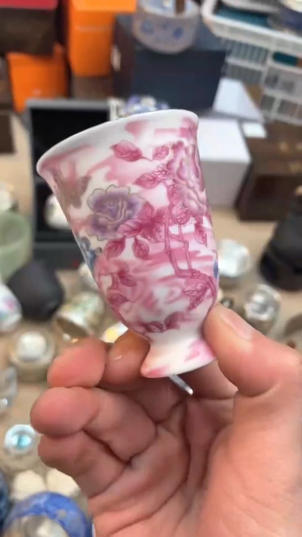 【闪购商品】瓷片@@@@@@@@@@@@牡丹蝶恋花主人杯