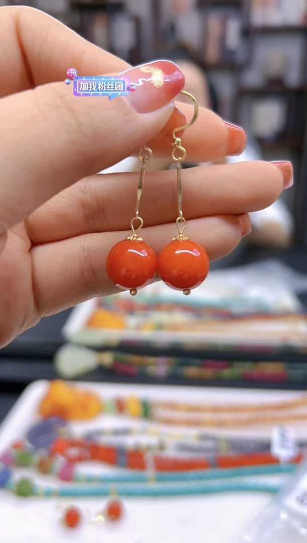 【闪购商品】翡翠耳饰14K金镶嵌耳坠E565