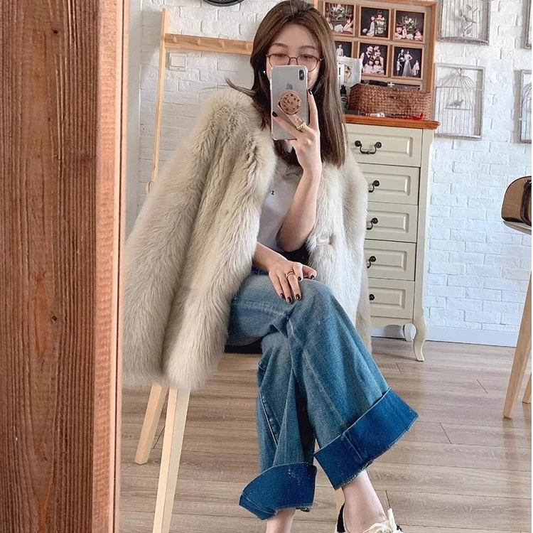 17343新款爆款洋气小香风高级感环保时尚皮毛一体百搭外套女冬季