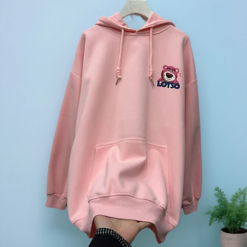 5175#【衣长75左右】春秋款连帽小熊印花百搭宽松休闲时尚卫衣