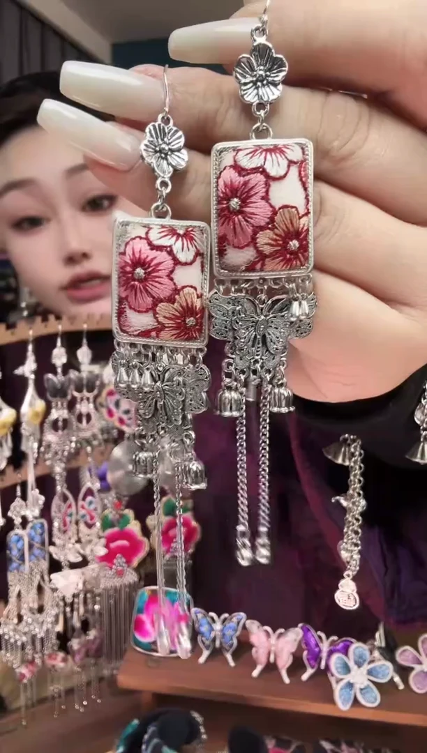 刺绣纯手工民族风刺绣耳环