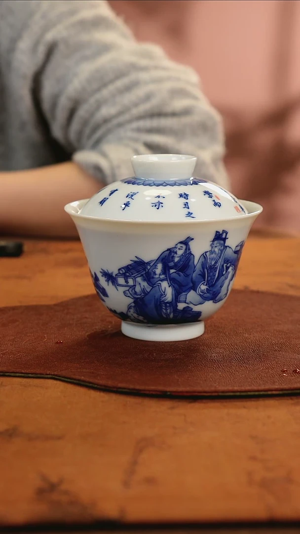 【闪购商品】红春窑  孔子将学 盖碗