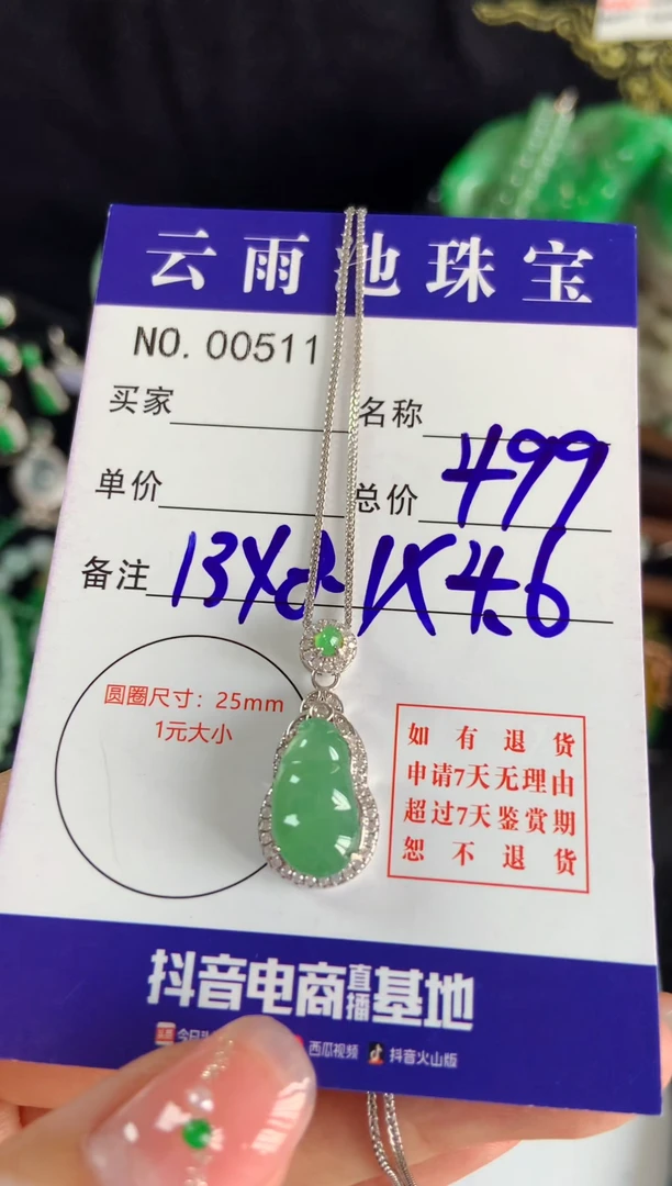 【闪购商品】翡翠颈饰银S925镶嵌翡翠
