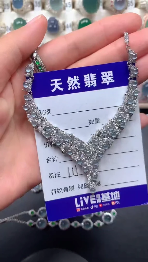颈饰银S925镶嵌翡翠111