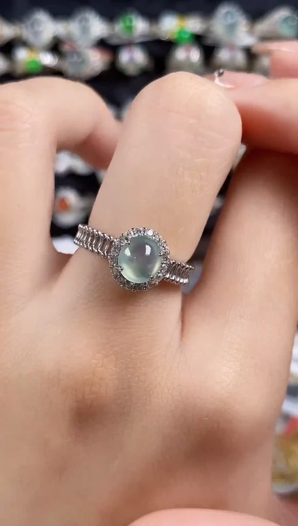 银S925镶嵌戒指翡翠天然A货翡翠29