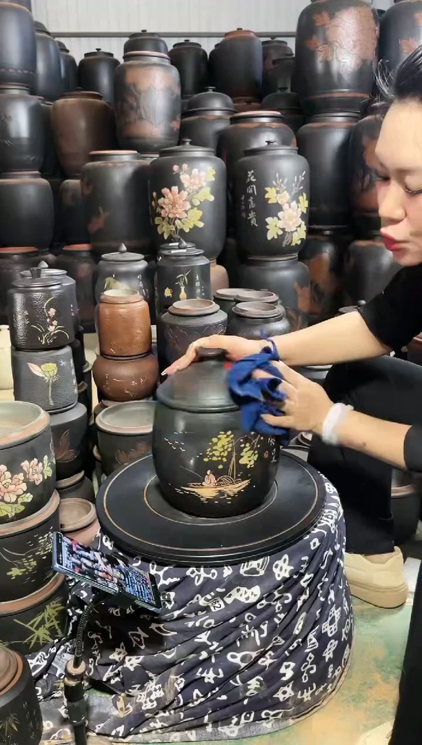壶完品茶叶罐 大龙蛋彩填  035