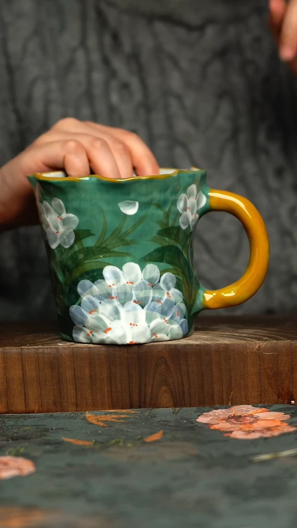 杯釉下彩手工手绘同款陶器
