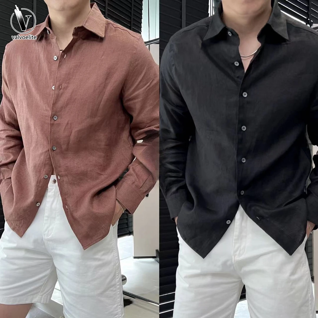 VALVOELITE秋季高级感纯色百搭男极简穿搭男士户外凉感宽松T恤