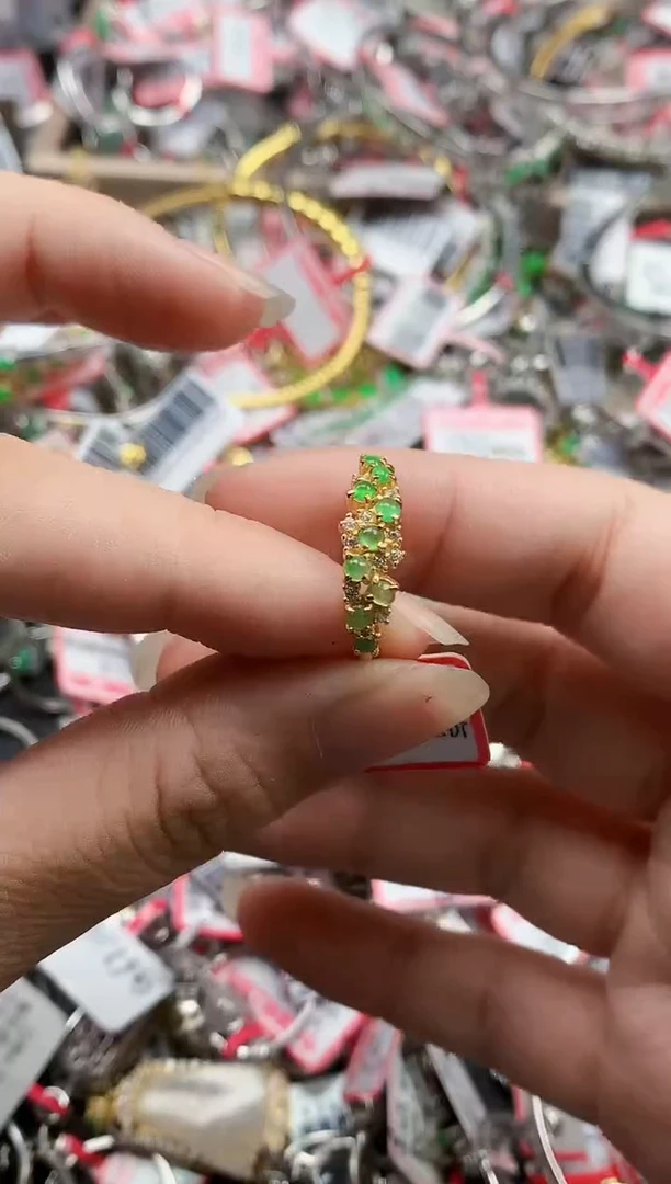 银S925镶嵌戒指翡翠天然A货缅甸翡翠