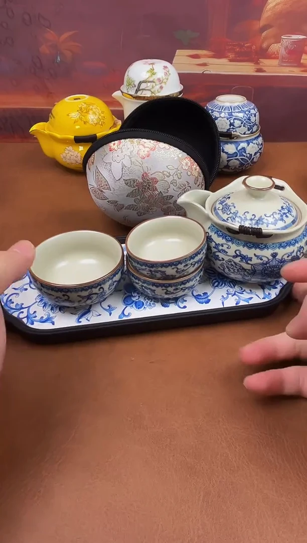 陶瓷茶具摆件旅行套组