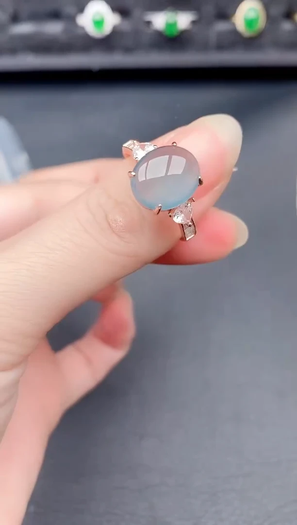 银S925镶嵌戒指翡翠天然a货翡翠282