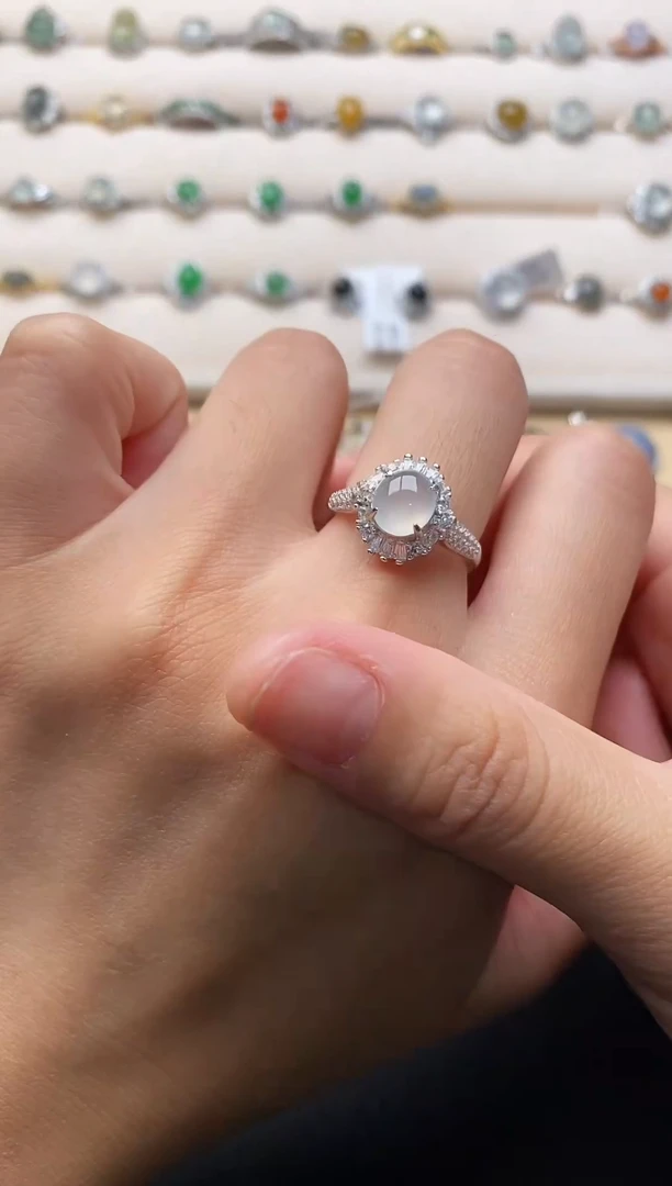 银S925镶嵌戒指翡翠1111111+8