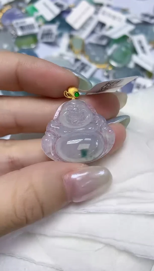 翡翠18K金镶嵌颈饰天然缅甸翡翠A货