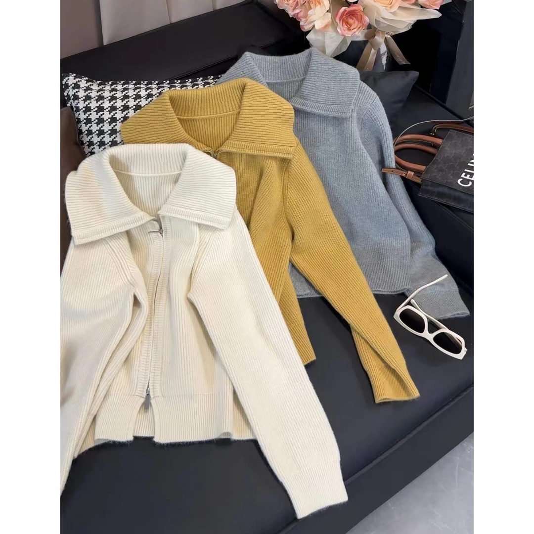 TY5 【翻领开衫】韩系百搭减龄款小翻领开衫（衣长55）