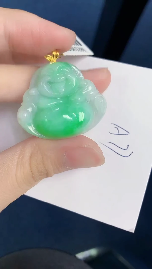 颈饰18K金镶嵌翡翠天然翡翠缅甸A货
