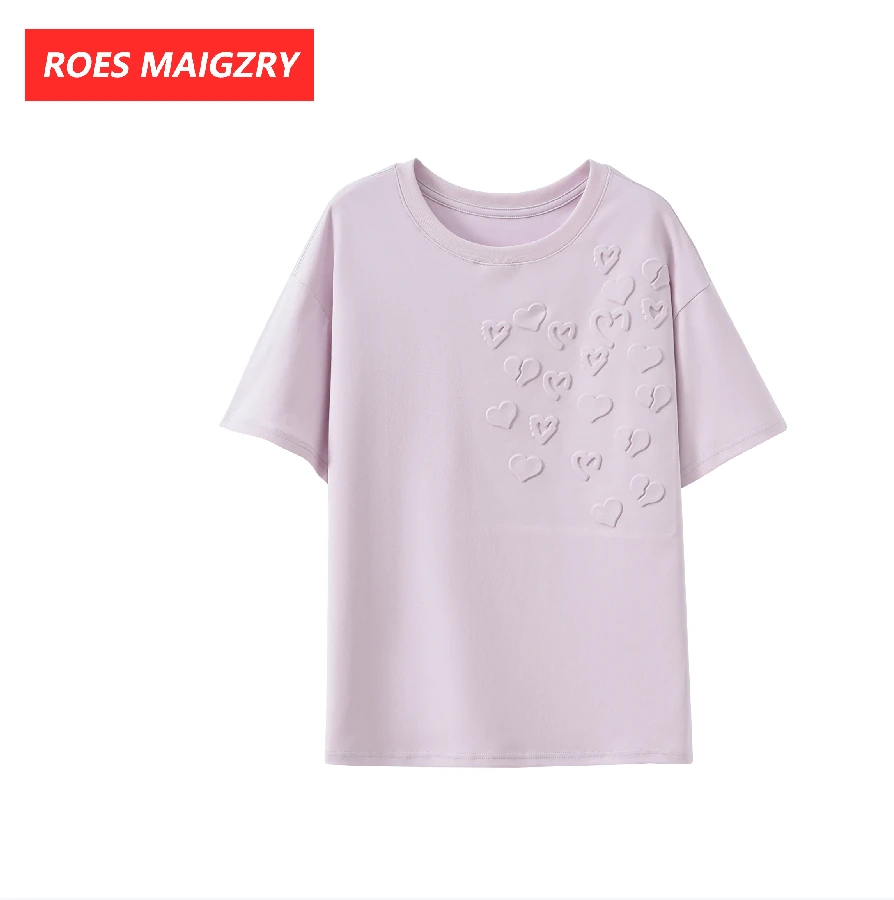 ROES MAIGZRY夏季休闲款短袖个性爱心凹凸印圆领T恤百搭宽松透气