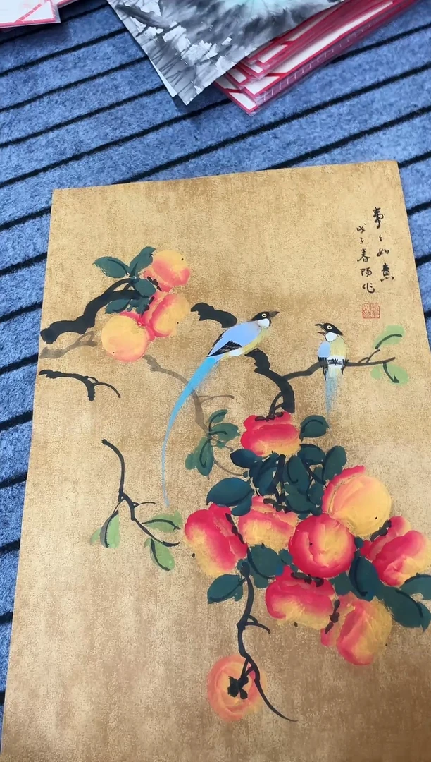 精品四尺开三花鸟