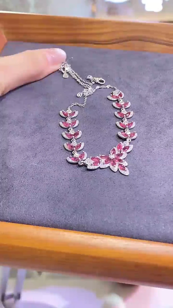 银S925镶嵌项链红宝石229ZB1026产品一个