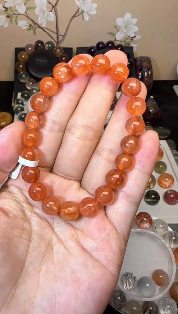 水晶手串未镶嵌8mm+红胶花单圈多样性发货
