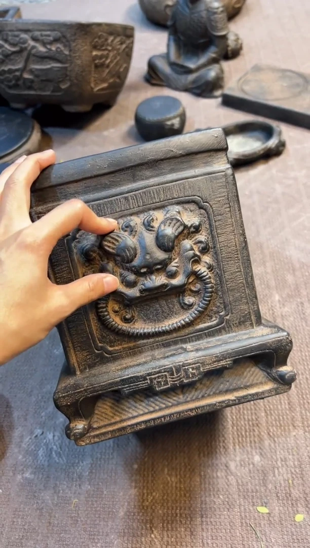 陶土【火山泥】虎头方墩·