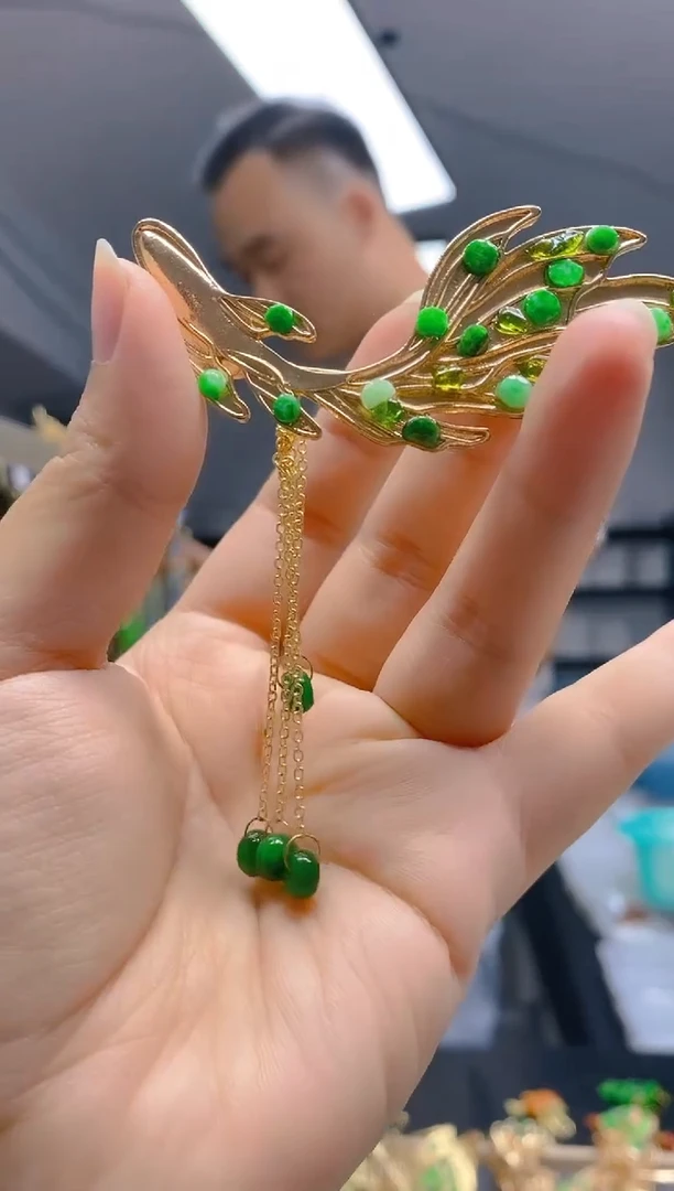 翡翠合金耳饰0227翡翠胸针
