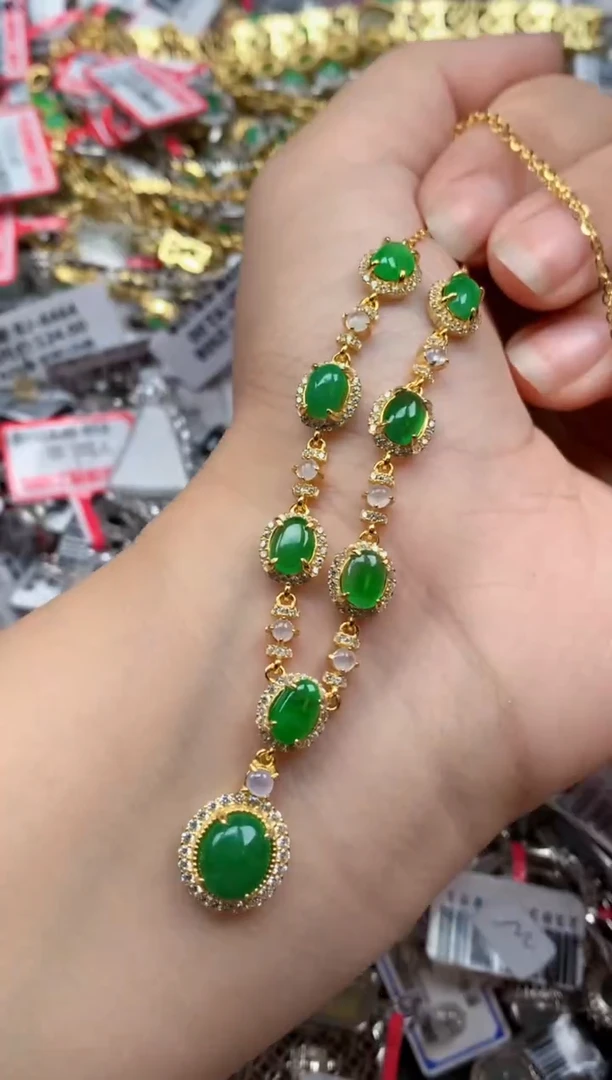 银S925镶嵌戒指翡翠天然A货缅甸翡翠