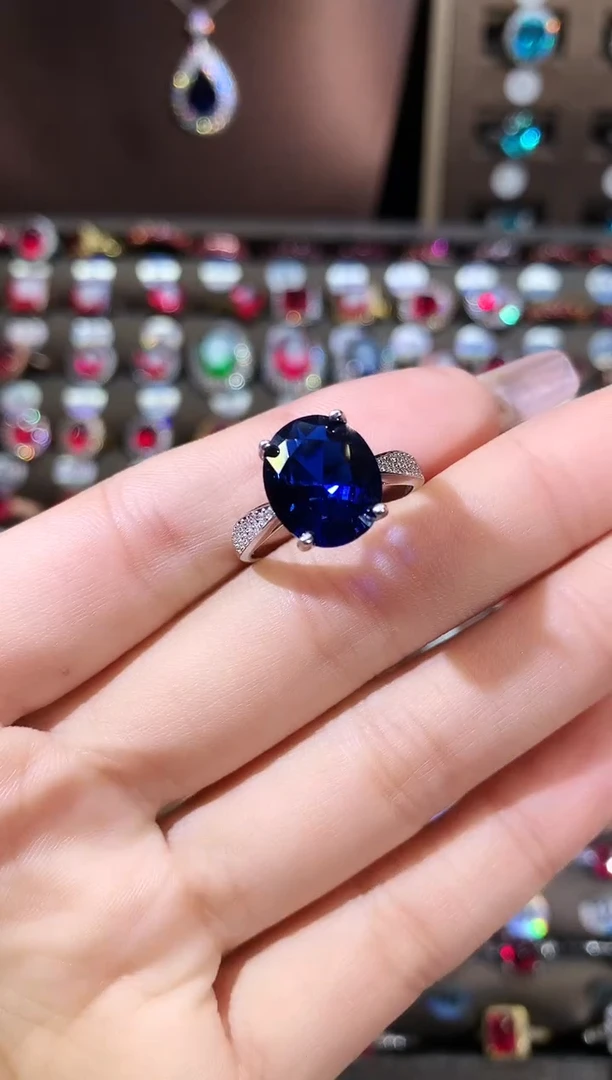 无925银皇家蓝色戒指