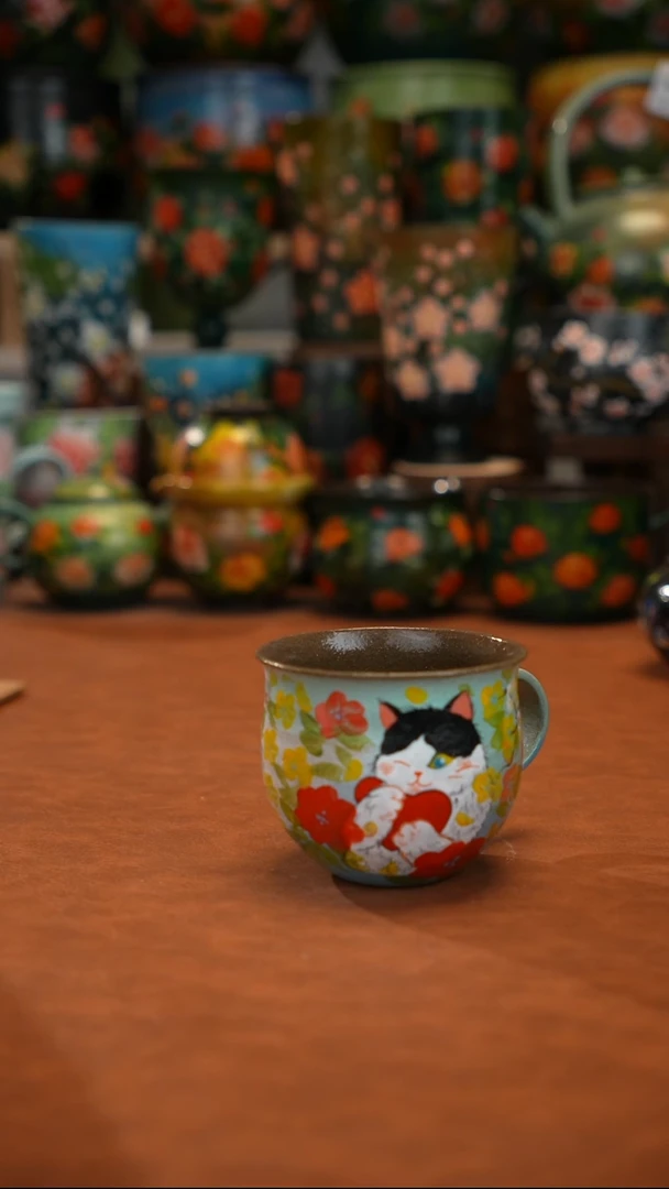 紫砂油画手绘釉下彩