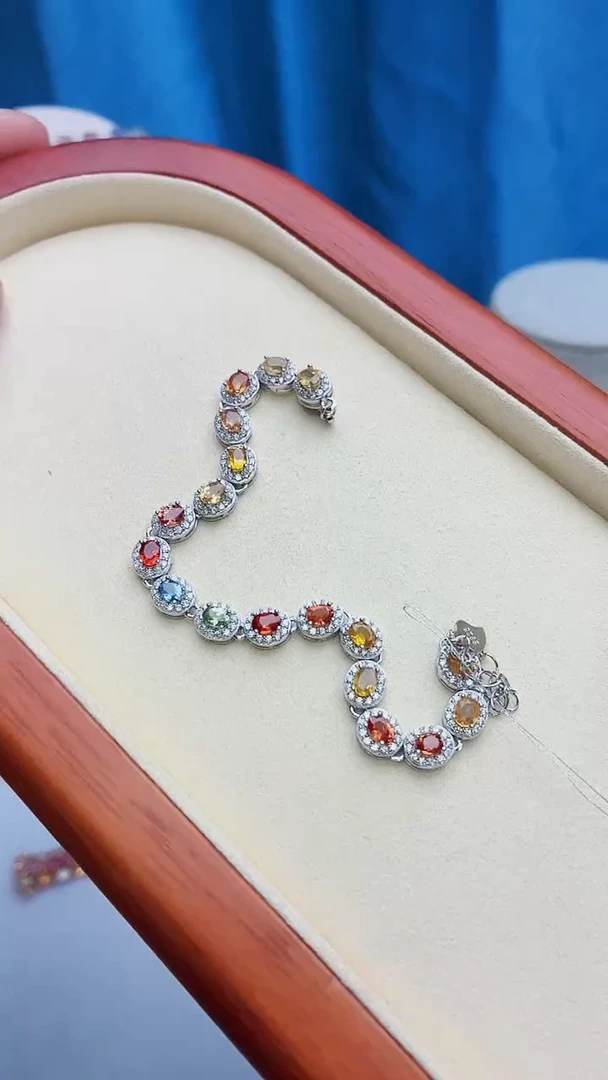 手链彩色蓝宝石银S925镶嵌438ZB1113产品一个（多样性）