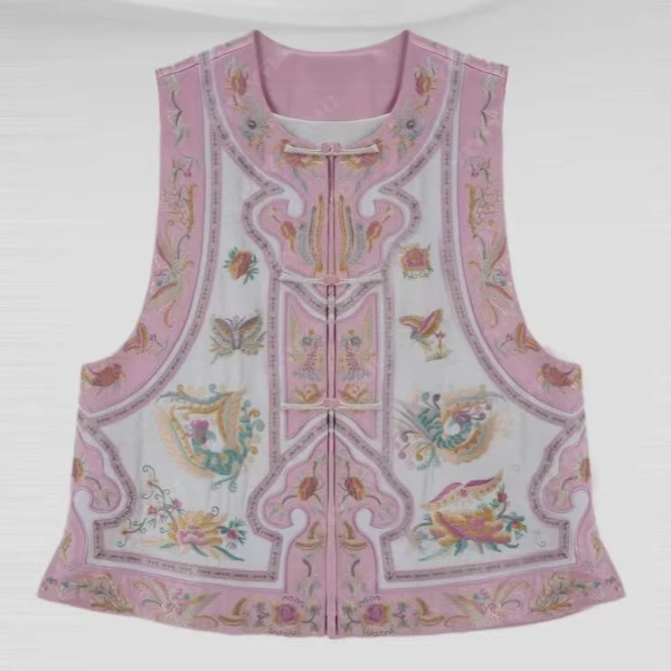 【凤羽蝶澜】新中式中国风刺绣圆领马甲2025C0165-倩倩