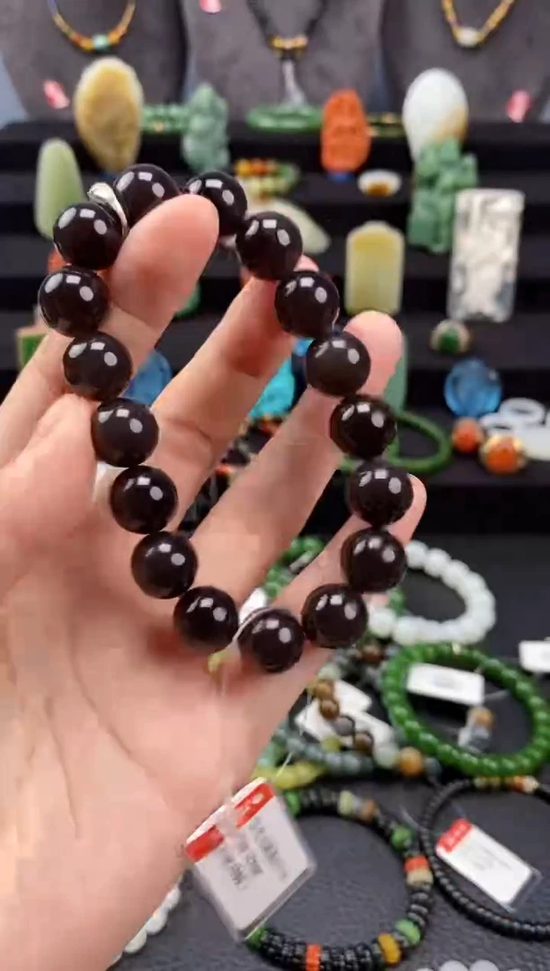 【闪购商品】和田玉-未镶嵌12mm烟紫圆珠手串