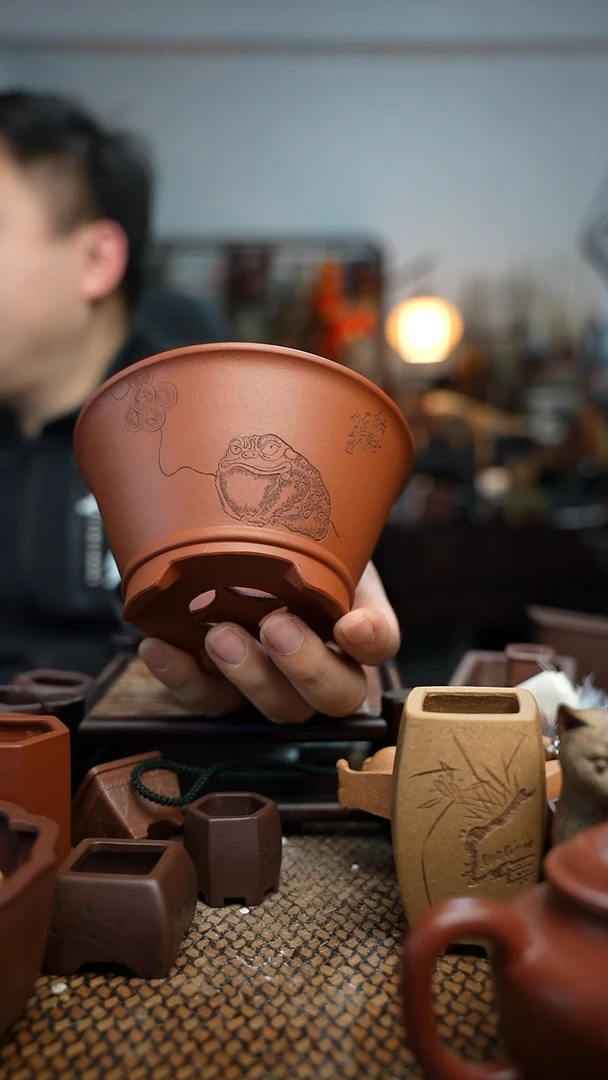 紫砂花盆顶長木軒精品紫砂