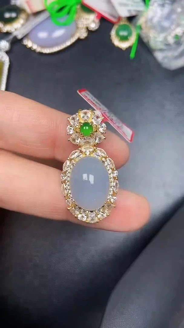 银S925镶嵌戒指翡翠3380