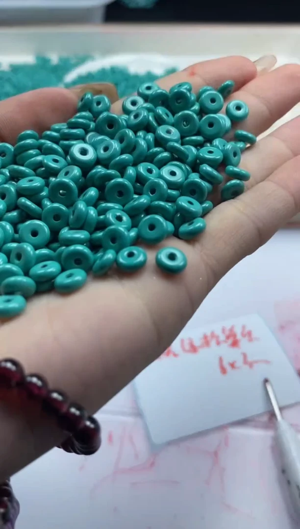 【闪购商品】玛瑙/玉髓颈饰未镶嵌w525高瓷绿*松算盘6*3mm*40颗