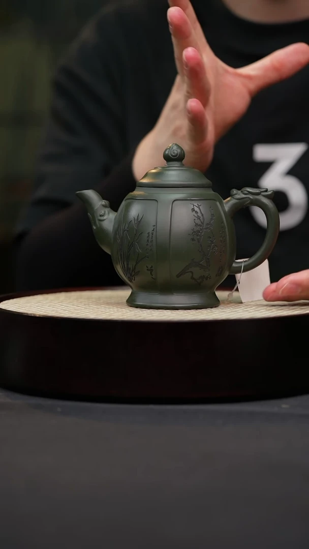 茶壶紫砂12 景舟绿泥宫灯原矿紫砂壶