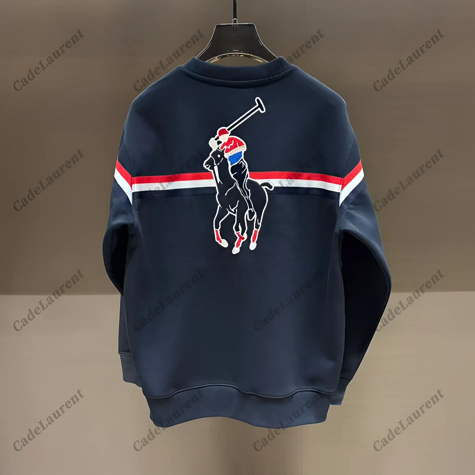 |秋季特调 撞色穿搭 男士新款撞色织带刺绣重磅圆领卫衣TS-88123