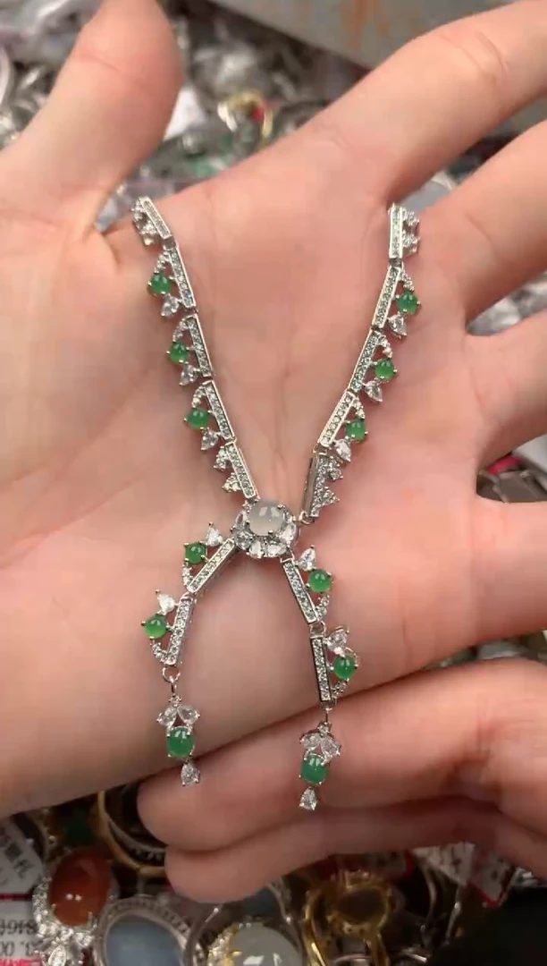 银S925镶嵌戒指翡翠999----2