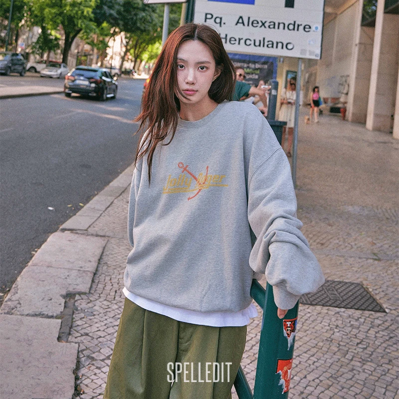 SPELLEDIT2025秋季新品海盗冒险卫衣潮流字母印花休闲套头卫衣女