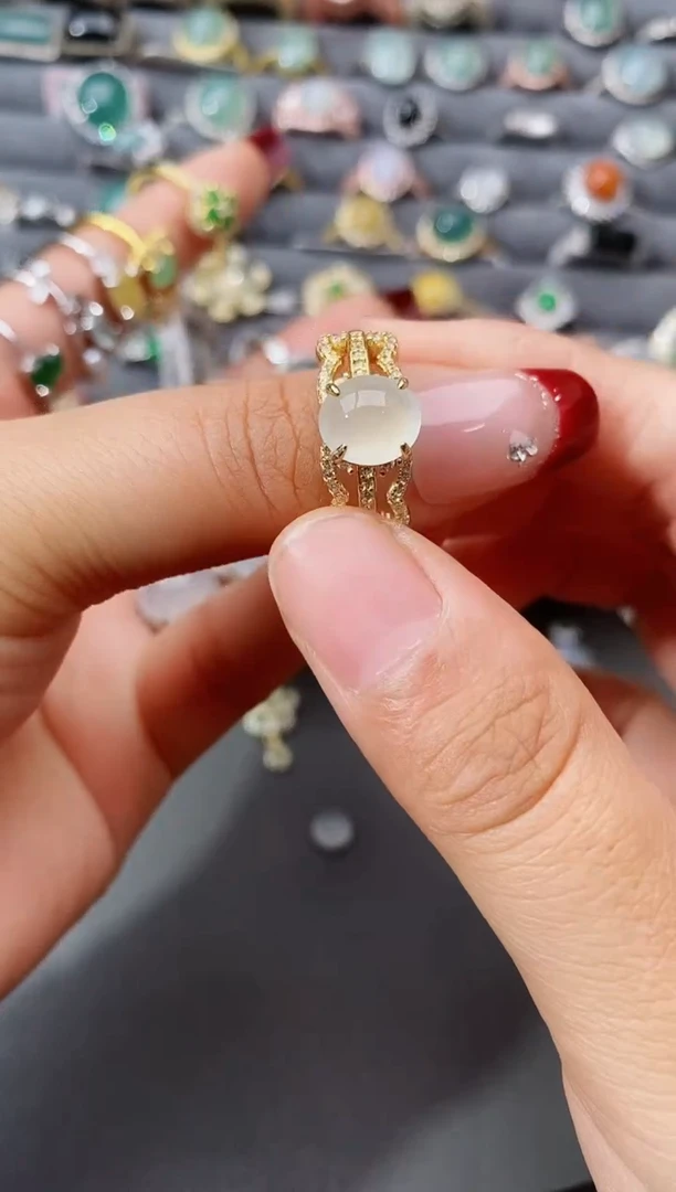 【闪购商品】翡翠银S925镶嵌戒指瑞丽市颜玉珠宝