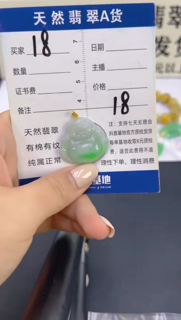 翡翠18K金镶嵌颈饰天然A货翡翠