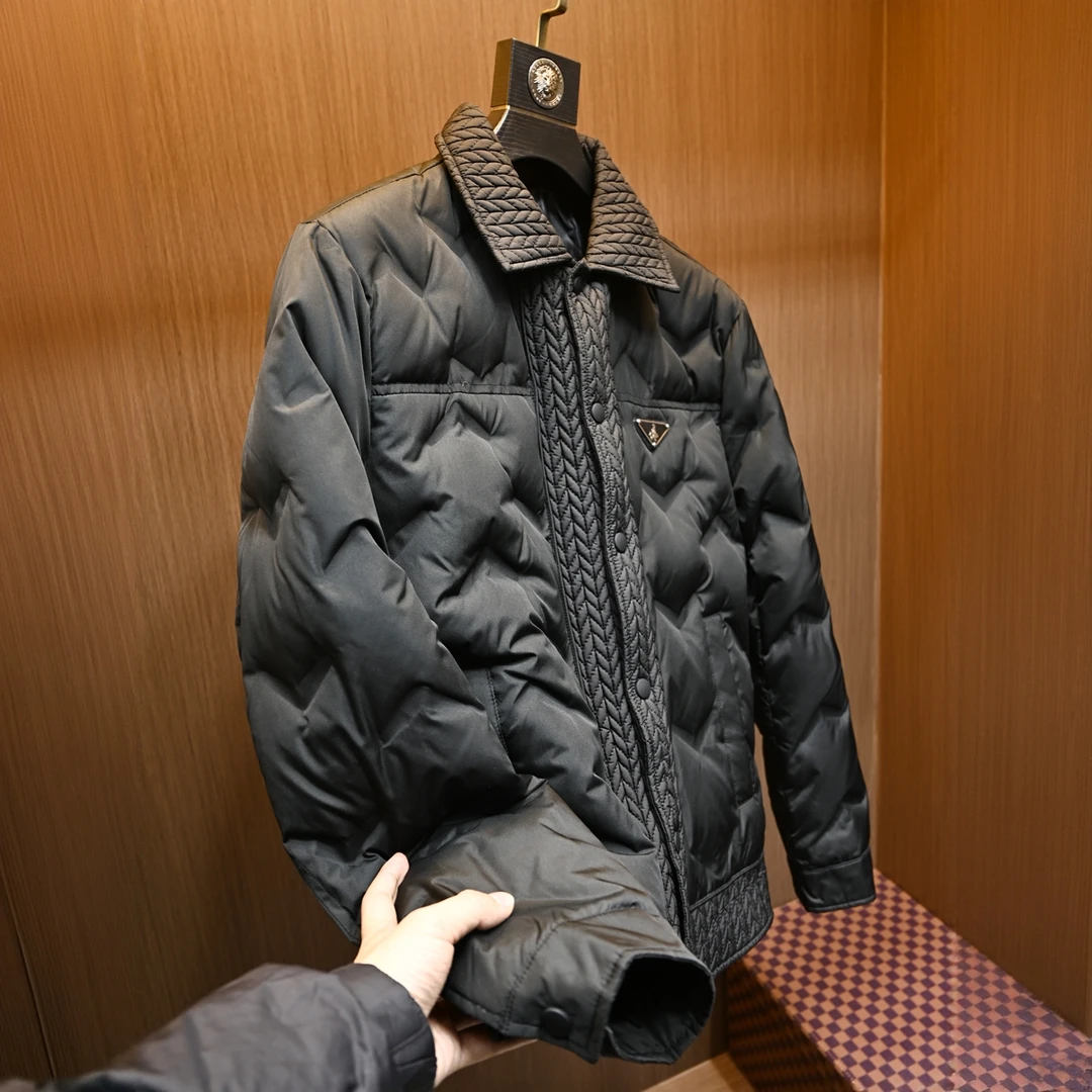 SCHMOWAHRK/施摩瓦戈冬季时尚个性羽绒服男衬衫领修身白鸭绒外套