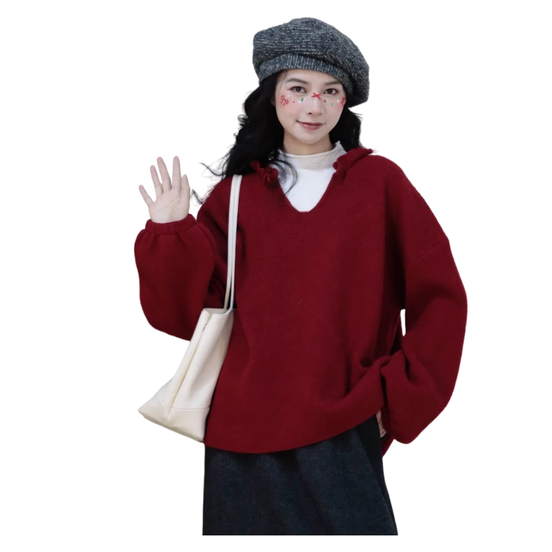 25冬季新品LIUKE留刻V领木耳边毛衣17451203601