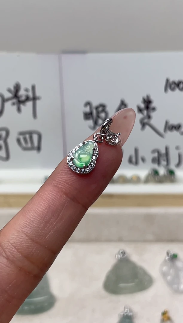 颈饰银S925镶嵌翡翠（36号链接）纯天然A货缅甸翡翠滴溜