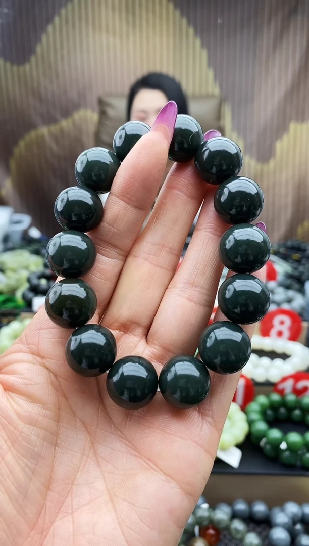 未镶嵌手串和田玉油青16